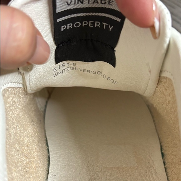 Vintage Havana Platform Sneakers Women’s 6 – White Leather, Gold Glitter Heel - Picture 6 of 8